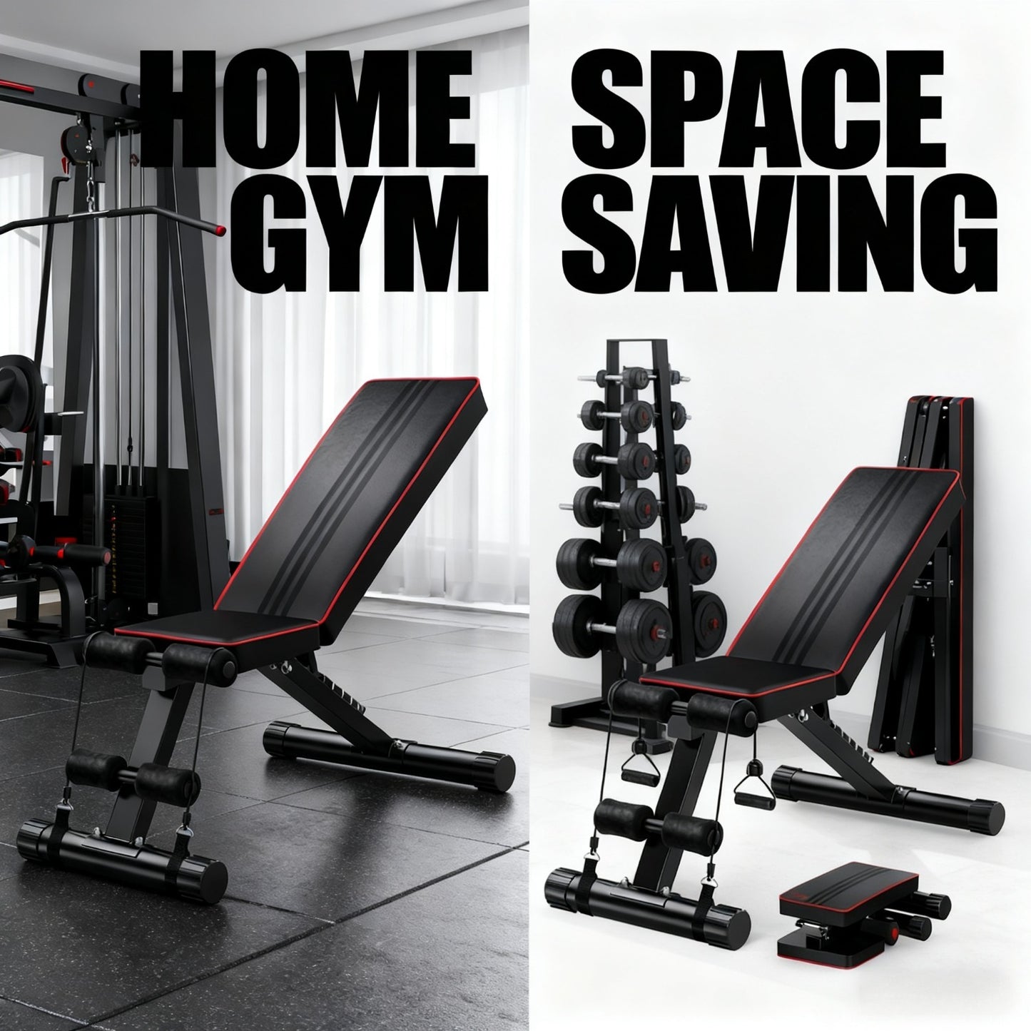 For Home Gym Multifunctional Adjustable Weight Bench - 300kg Capacity, 16-Level Adjustable, Foldable Home Gym Fitness Bench for Dumbbell Press, AB Workout & Full Body Training Sports Supplies