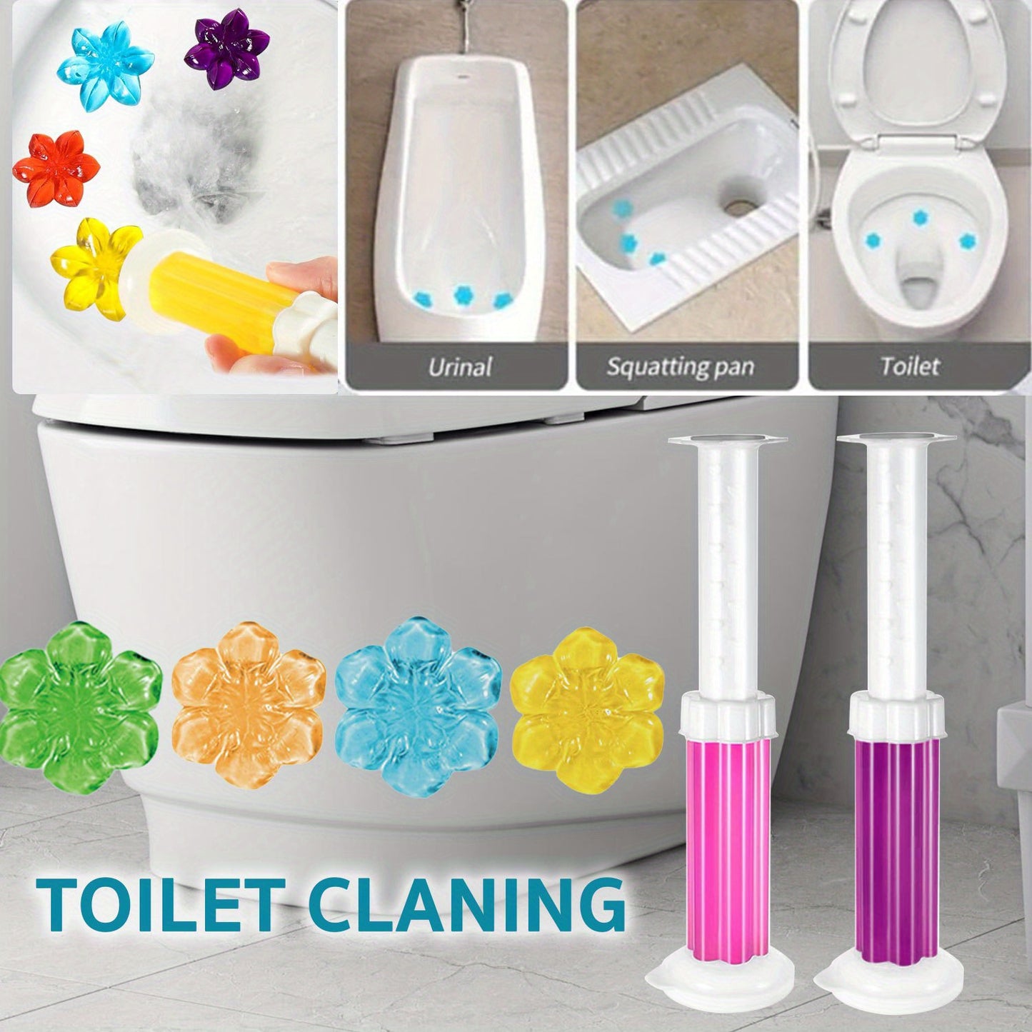 NEW Arrivals 6 PCS Set Flower Toilet Gel Stamp | 6 Packs Toilet Scent Fresheners | Toilet Fresheners Gel Toilet6 Packs Toilet Gel Stamp Bathroom Toilet Accessories