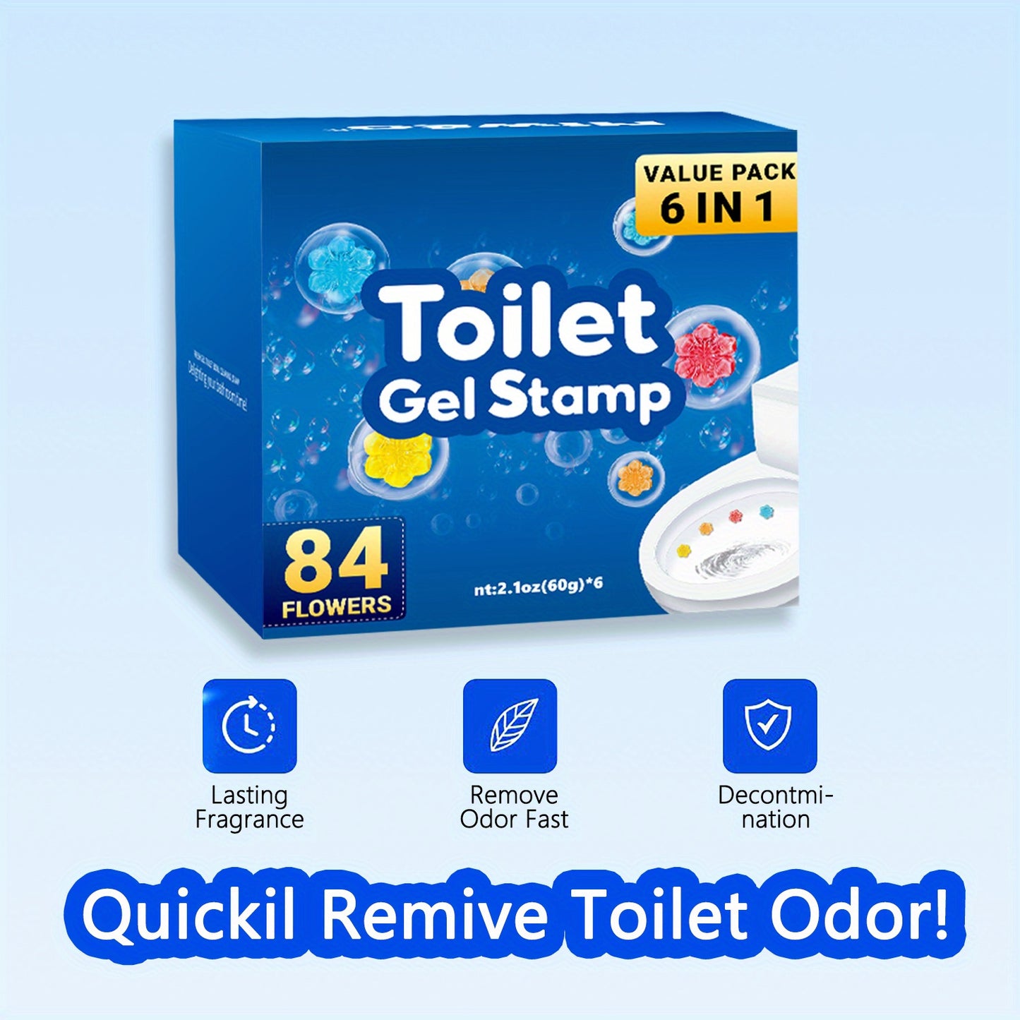 NEW Arrivals 6 PCS Set Flower Toilet Gel Stamp | 6 Packs Toilet Scent Fresheners | Toilet Fresheners Gel Toilet6 Packs Toilet Gel Stamp Bathroom Toilet Accessories