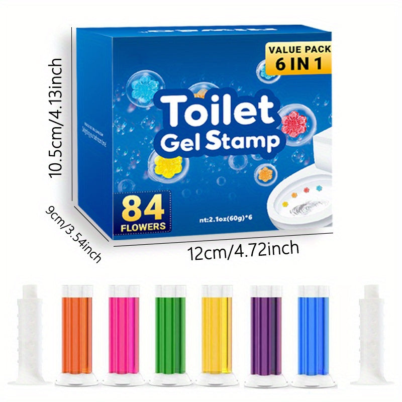 NEW Arrivals 6 PCS Set Flower Toilet Gel Stamp | 6 Packs Toilet Scent Fresheners | Toilet Fresheners Gel Toilet6 Packs Toilet Gel Stamp Bathroom Toilet Accessories