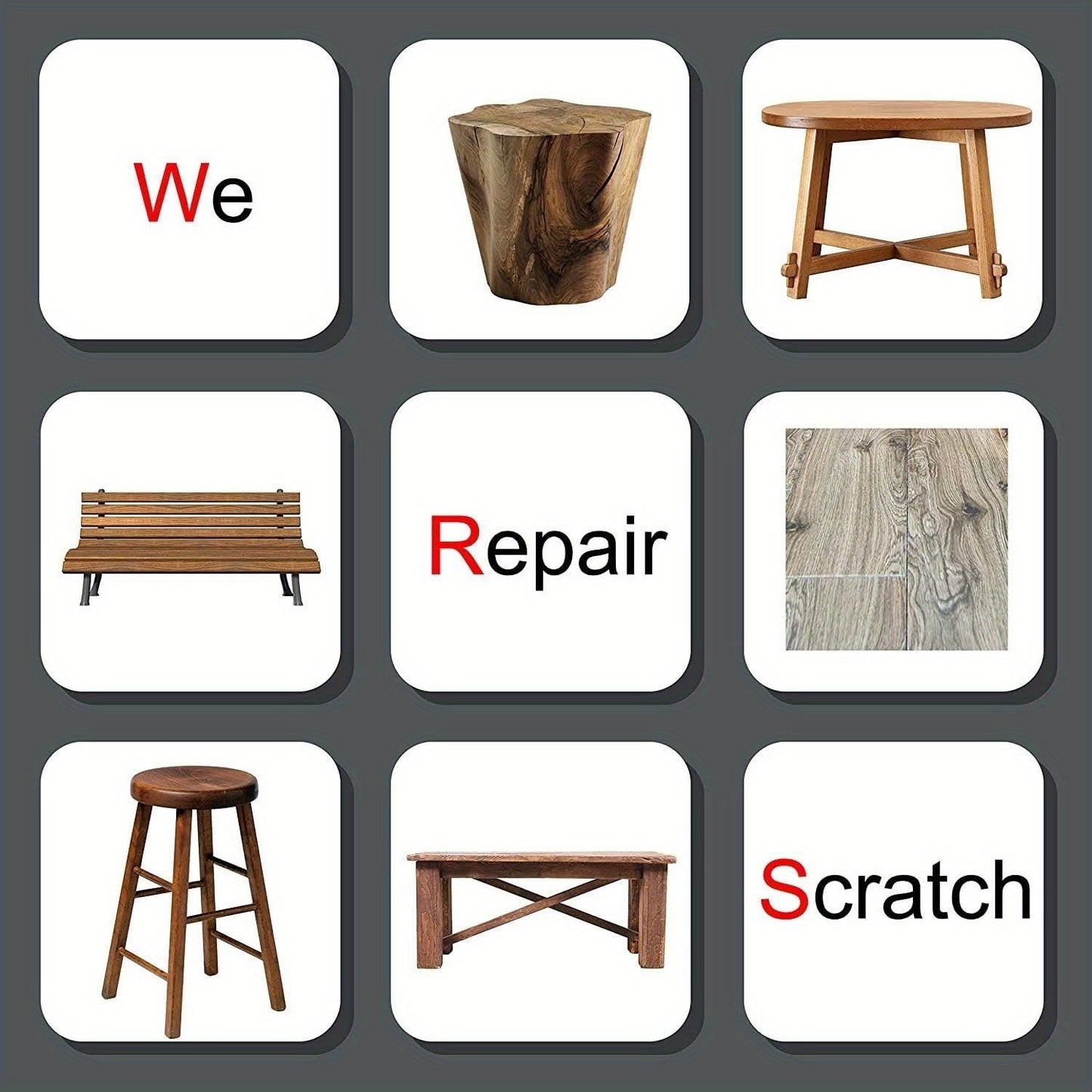 11 PCS Set Floor & Furniture Cracks Repair Wax Sandable & Quick Drying Hard Wax Filler for Hardwood Matches Maple, Oak, Cherry, Walnut & Mahogany Home Office Supplies