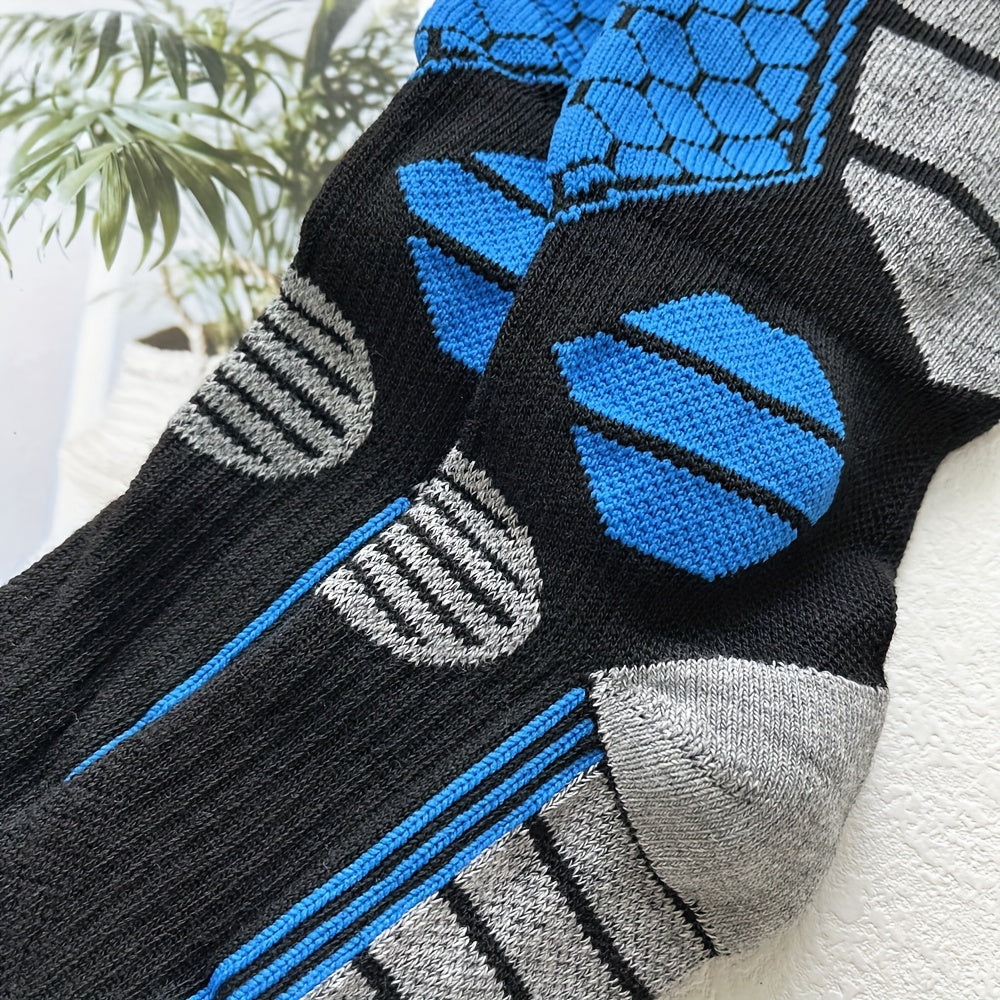 3 Pairs Men's Winter Thick Warm Breathable Hiking Ice Skating Skiing Knee-High Outdoor Sports Socks - EU 39-45, US 6.5-11.5, UK 6-11