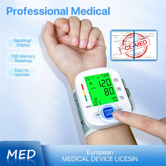 BSX322 Wrist Blood Pressure Monitor, Dual User Mode Automatic Portable Home Travel Blood Pressure Monitor, 99 Measurement Memory, IP22 Color Backlit Display, and One Click Quick Reading.