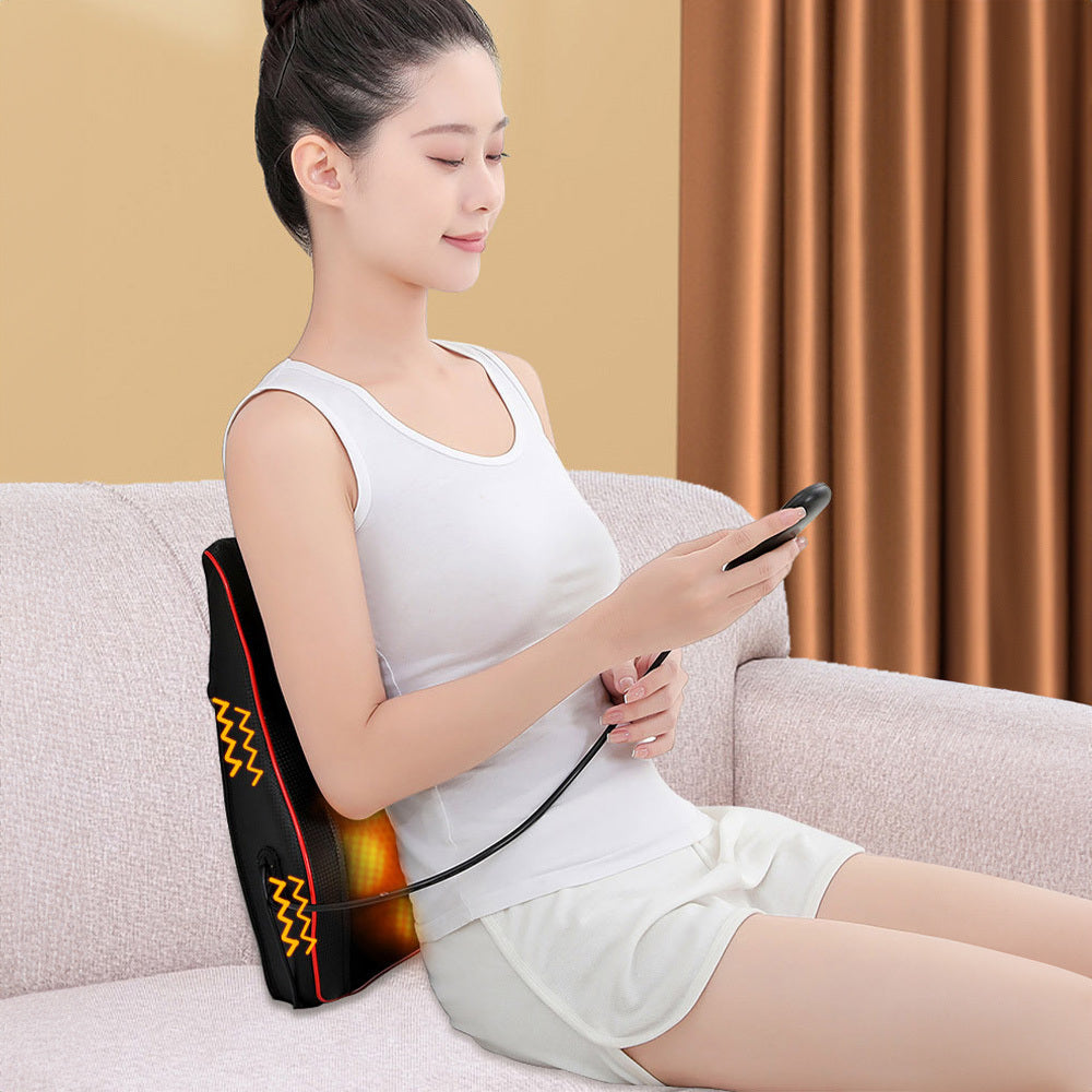 Full-Body Massage Pad with 10D Realistic Kneading Airbag Stretching Moxa Heat Therapy High-Frequency Vibration Ergonomic Design Remote Control Adjustment for Neck Shoulders Waist Back Home Office Comfort Massager