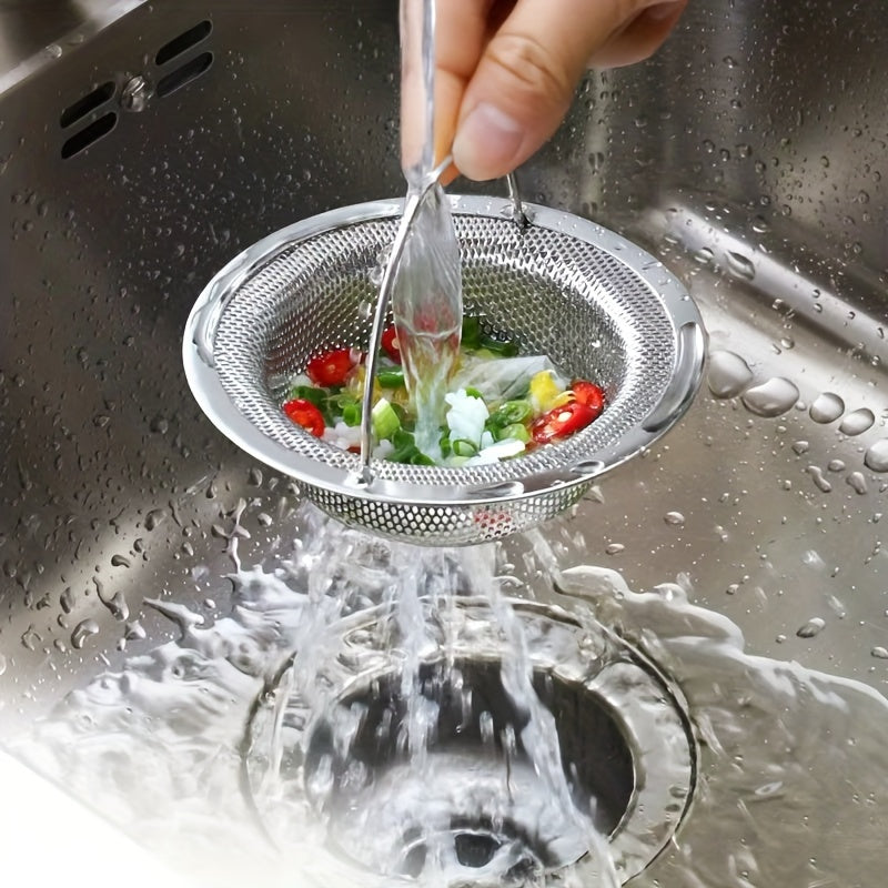 NEW 6 PCS Set Stainless Steel Sink Strainer with Handle - Rust-Resistant Mesh Design, Suitable for Kitchen and Bathroom Sinks, Easy to Prevent Clogging, Perfect for Draining Fruits and Vegetables