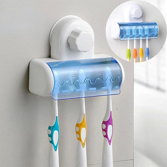 Toothbrush Holder With Suction Cup, Wall Mounted Toothbrush Storage Rack, Toothbrush Storage Organizer, Bathroom Toothbrush Holder With Cover, Bathroom Accessories
