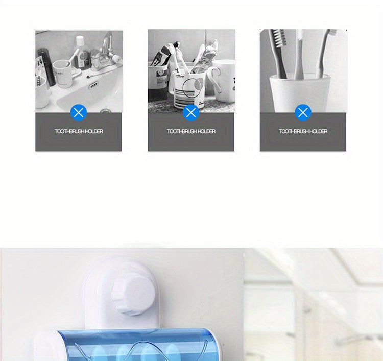 Toothbrush Holder With Suction Cup, Wall Mounted Toothbrush Storage Rack, Toothbrush Storage Organizer, Bathroom Toothbrush Holder With Cover, Bathroom Accessories