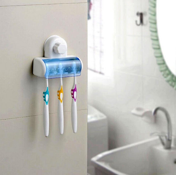 Toothbrush Holder With Suction Cup, Wall Mounted Toothbrush Storage Rack, Toothbrush Storage Organizer, Bathroom Toothbrush Holder With Cover, Bathroom Accessories