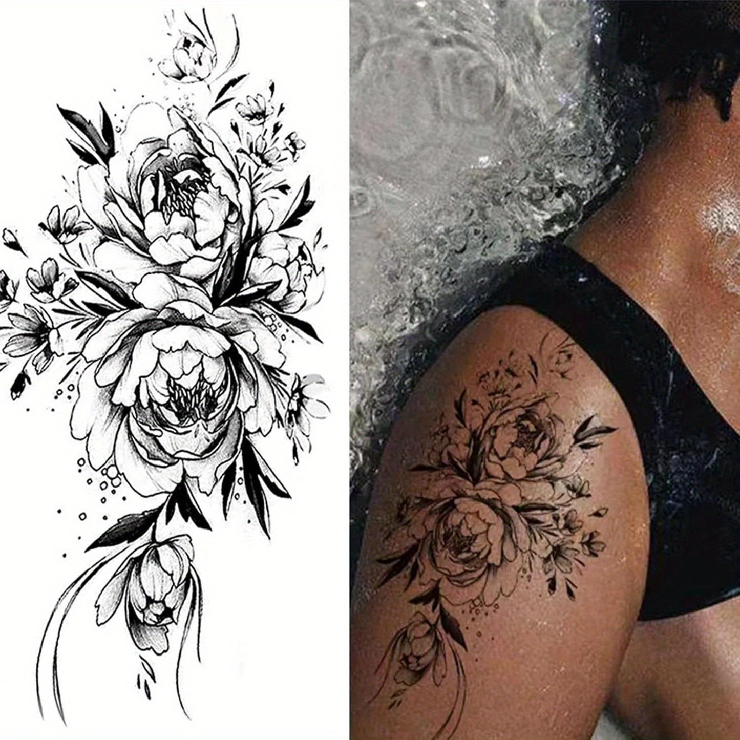 8 PCS Set Flower Tattoos for Women, Temporary Sexy Tattoos, Realistic 3D Sketch Henna Tattoo Kit Sleeves for Women, Makeup Designs Chest Abdomen Back Tattoos