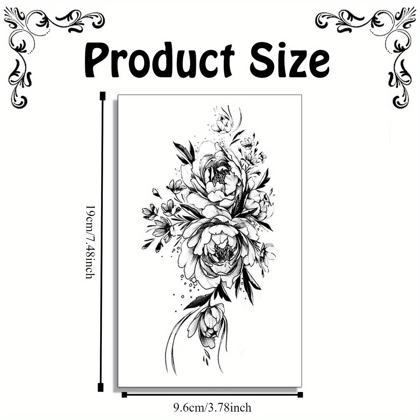 8 PCS Set Flower Tattoos for Women, Temporary Sexy Tattoos, Realistic 3D Sketch Henna Tattoo Kit Sleeves for Women, Makeup Designs Chest Abdomen Back Tattoos