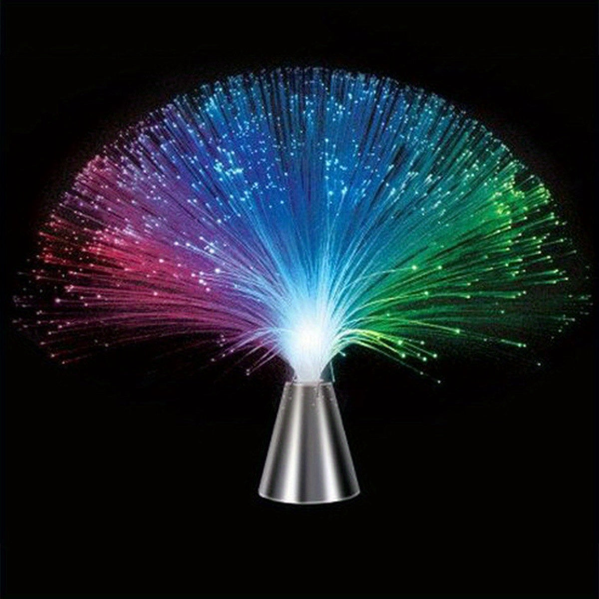 Fiber Optic Lamp - LED Color Changing with Cone-Diamond Base - Battery Powered Calming Mood Bedroom Romantic Night Light Home Lighting Accessories