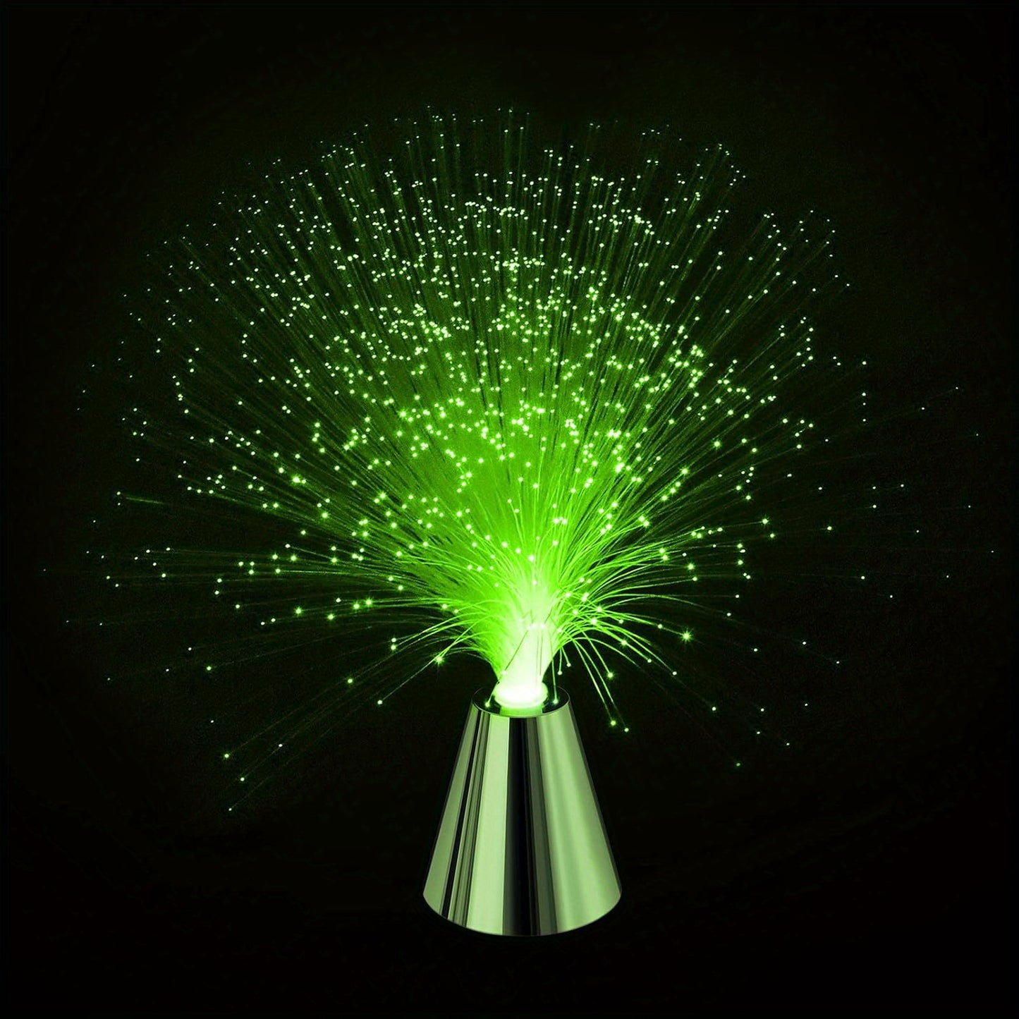 Fiber Optic Lamp - LED Color Changing with Cone-Diamond Base - Battery Powered Calming Mood Bedroom Romantic Night Light Home Lighting Accessories