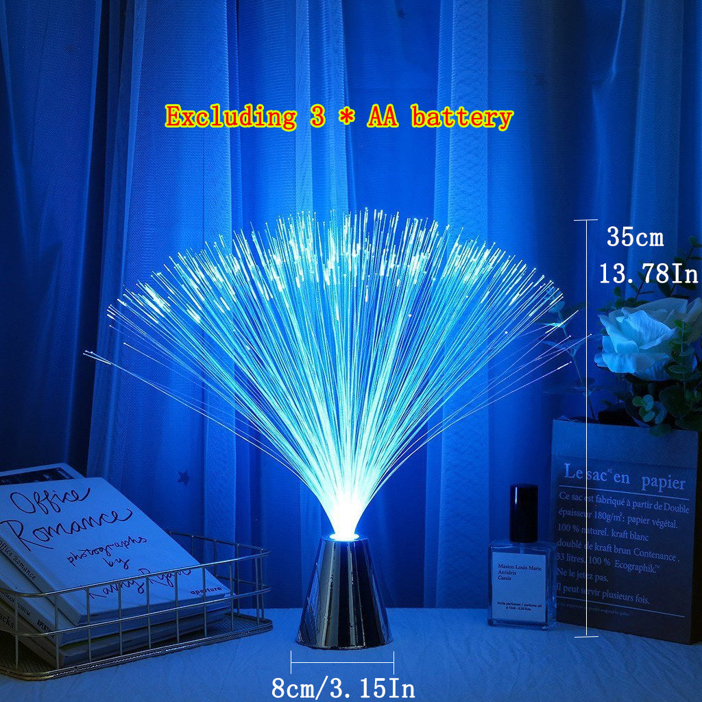 Fiber Optic Lamp - LED Color Changing with Cone-Diamond Base - Battery Powered Calming Mood Bedroom Romantic Night Light Home Lighting Accessories