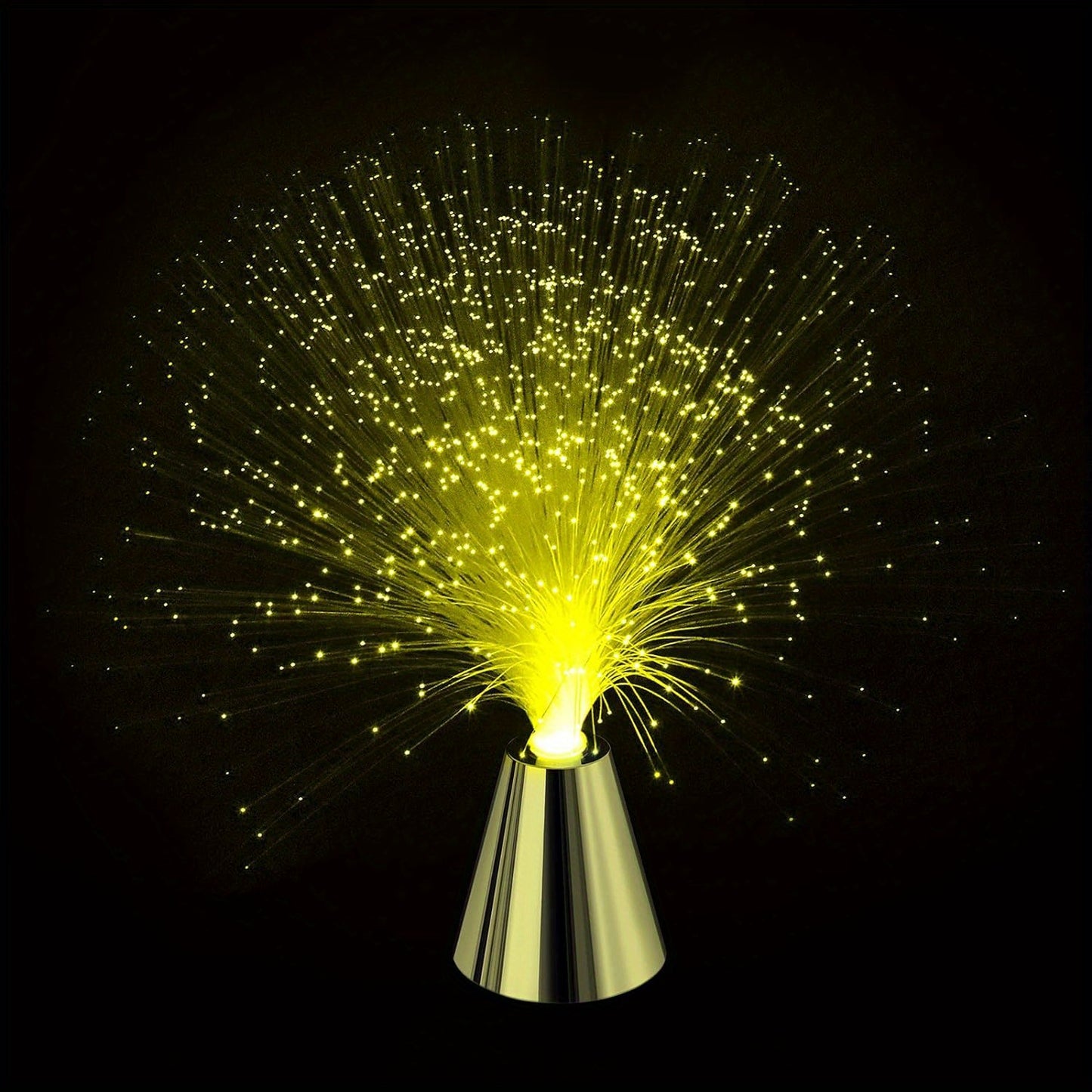 Fiber Optic Lamp - LED Color Changing with Cone-Diamond Base - Battery Powered Calming Mood Bedroom Romantic Night Light Home Lighting Accessories