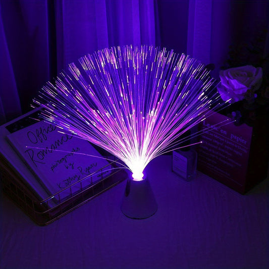Fiber Optic Lamp - LED Color Changing with Cone-Diamond Base - Battery Powered Calming Mood Bedroom Romantic Night Light Home Lighting Accessories