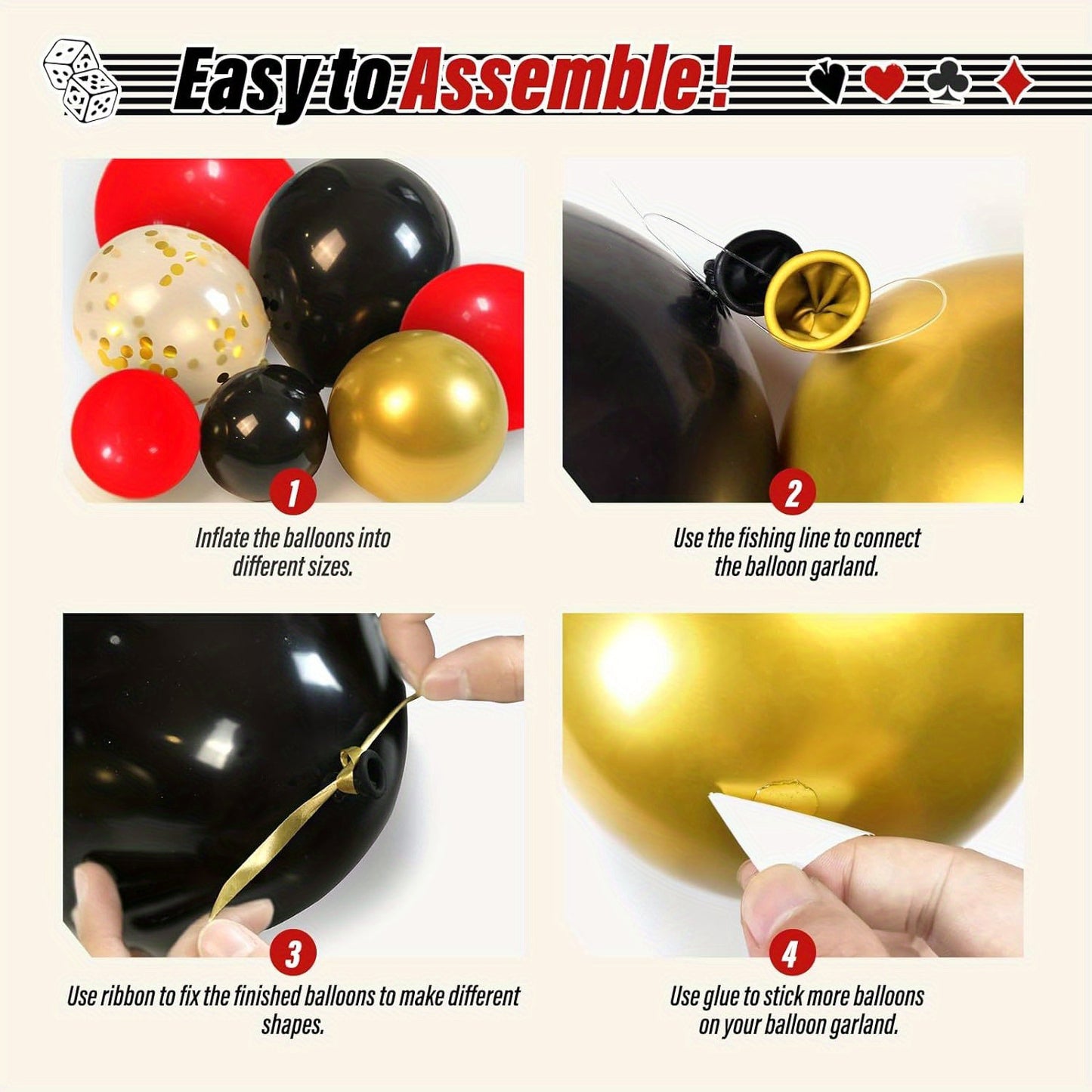 139 PCS Happy New Year Balloon Set Black, Red, Gold Latex Balloons Exploding Star Foil Balloon Decorations Graduation Season Ceremony Decorations Holiday Celebration Decorations Birthday Balloon Decorations Balloon Party Deco