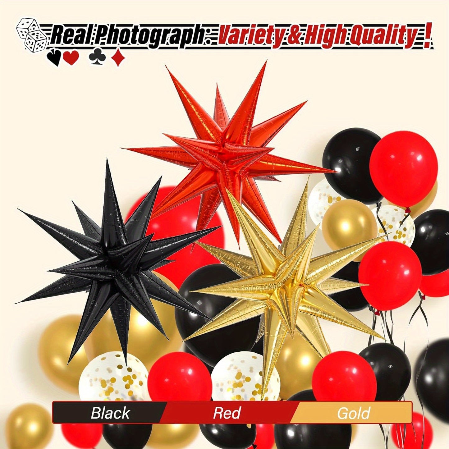 139 PCS Happy New Year Balloon Set Black, Red, Gold Latex Balloons Exploding Star Foil Balloon Decorations Graduation Season Ceremony Decorations Holiday Celebration Decorations Birthday Balloon Decorations Balloon Party Deco