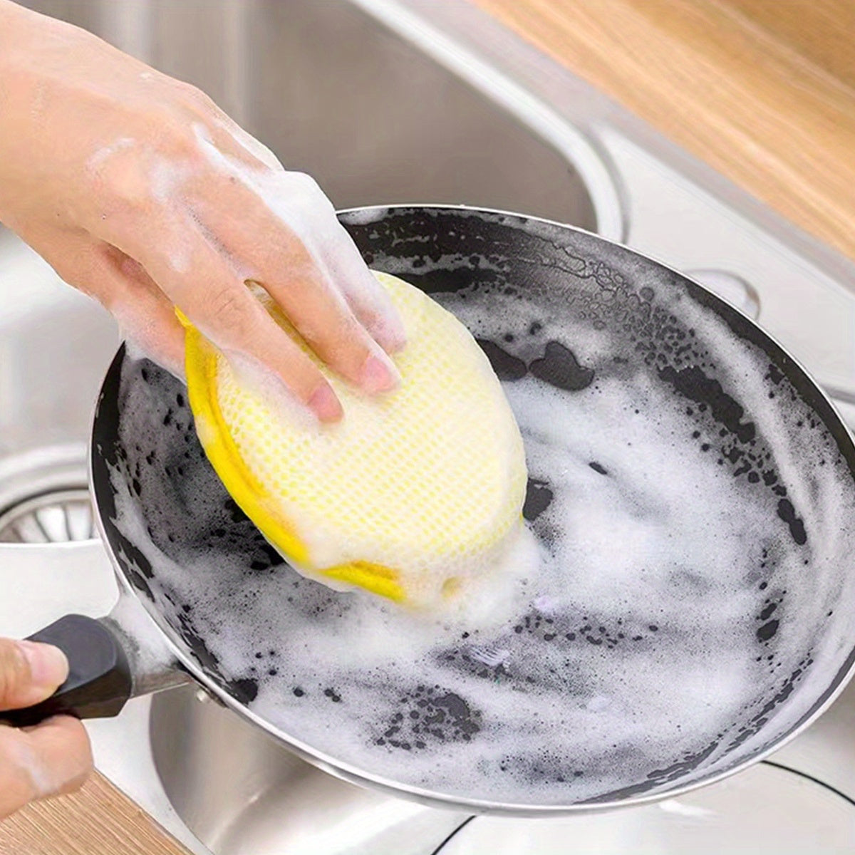 12 PCS Set Double-Sided Magic Dishwashing Sponge Brush - Pot And Dish Cleaner with Stain Eliminating Power - Durable, Absorbent Kitchen Cleaning Towel for Grease-Free Foaming Surfaces