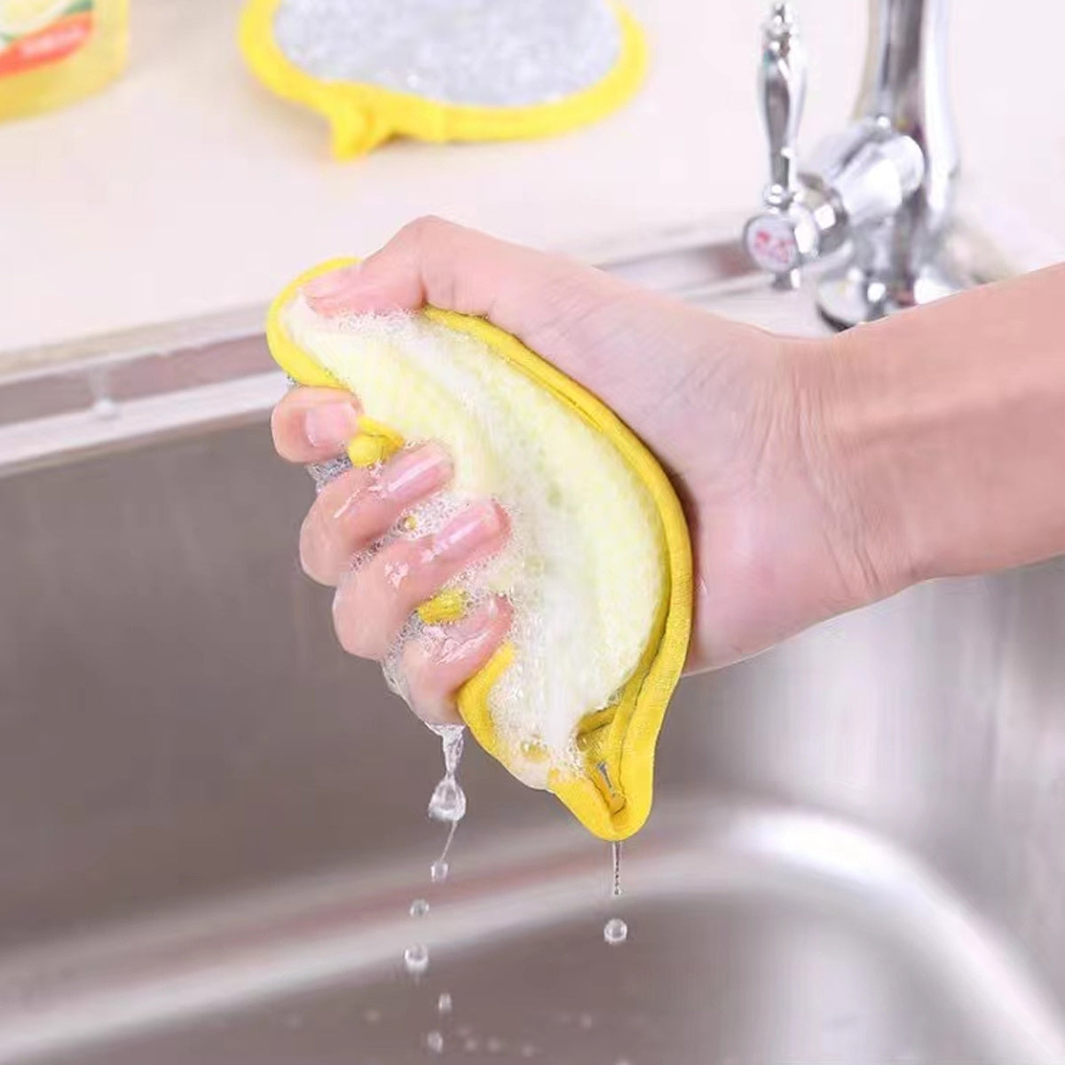 12 PCS Set Double-Sided Magic Dishwashing Sponge Brush - Pot And Dish Cleaner with Stain Eliminating Power - Durable, Absorbent Kitchen Cleaning Towel for Grease-Free Foaming Surfaces