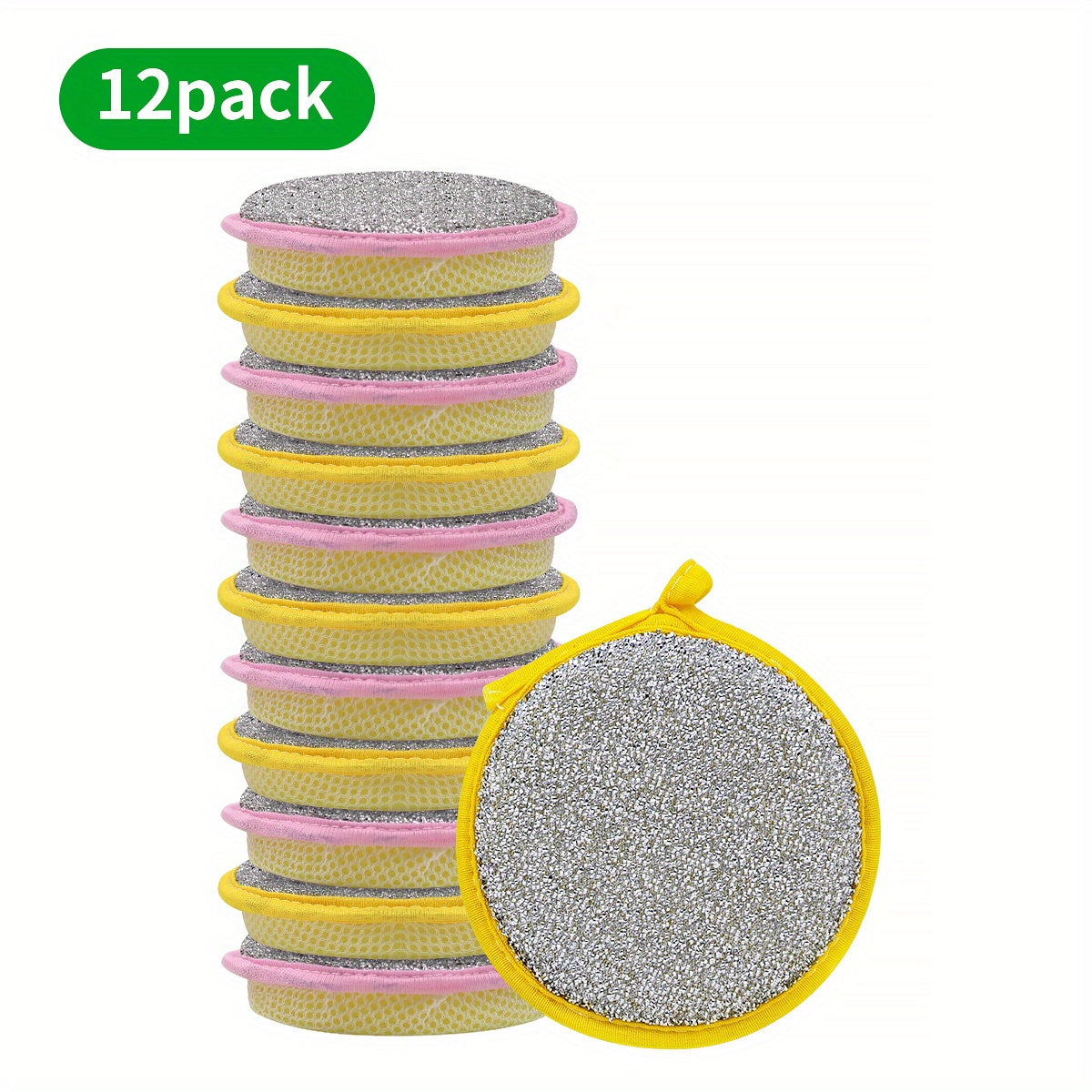12 PCS Set Double-Sided Magic Dishwashing Sponge Brush - Pot And Dish Cleaner with Stain Eliminating Power - Durable, Absorbent Kitchen Cleaning Towel for Grease-Free Foaming Surfaces