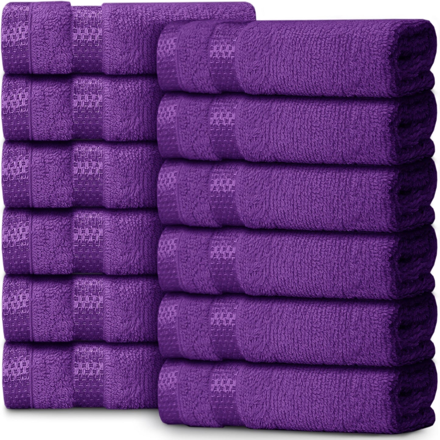 12 PCS Set from Kashmir Flannel Face Cloth - 100% Cotton Face Towels Soft & Absorbent Super Quality Washcloths 30x30CM, Fingertip Towels for Make-Up Removal & Cleansing - Bathroom Accessories