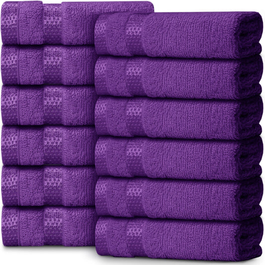 12 PCS Set from Kashmir Flannel Face Cloth - 100% Cotton Face Towels Soft & Absorbent Super Quality Washcloths 30x30CM, Fingertip Towels for Make-Up Removal & Cleansing - Bathroom Accessories