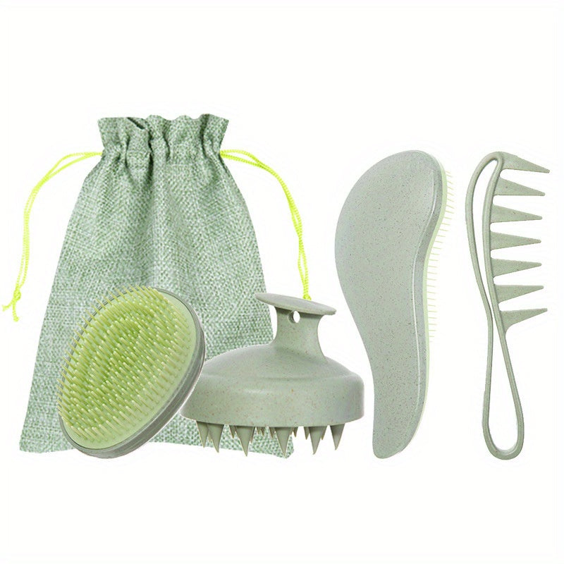 5 PCS Set of Wheat Straw Hair Combs, Including a Smooth Massage Comb, an Egg Comb, a Wide-Tooth Oil Comb, And a Massage Shampoo Brush + Gift, Perfect for Valentine's Day Or Mother's Day for Your Girlfriend Or Wife
