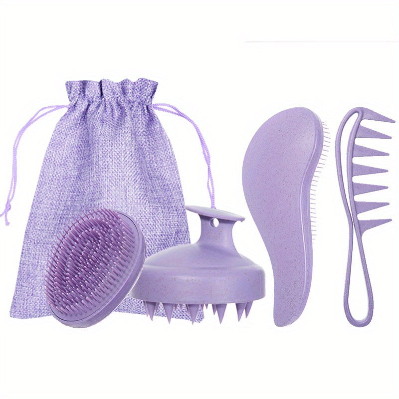 5 PCS Set of Wheat Straw Hair Combs, Including a Smooth Massage Comb, an Egg Comb, a Wide-Tooth Oil Comb, And a Massage Shampoo Brush + Gift, Perfect for Valentine's Day Or Mother's Day for Your Girlfriend Or Wife