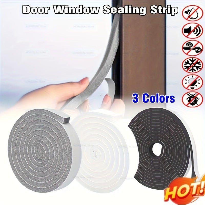 2 PCS Set Polyurethane Foam Draft Stopper Self-Adhesive Weather Stripping, Soundproof Door Gap Seal, Dust and Windproof Window Seal Strip for Plastic and Steel Sliding Windows