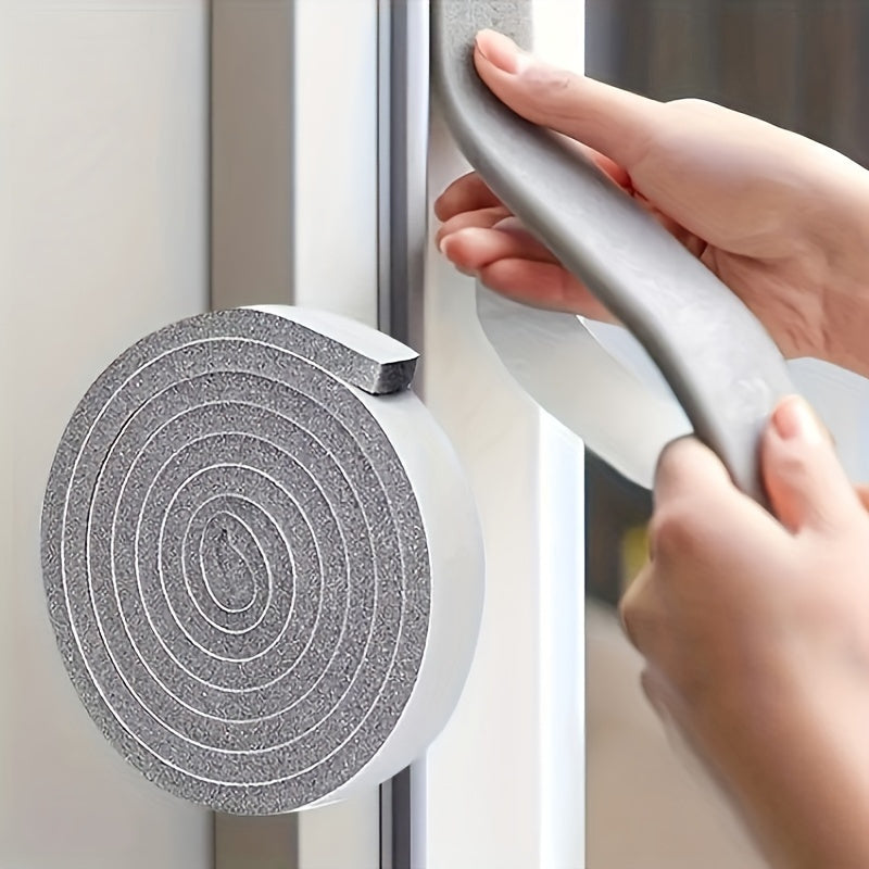 2 PCS Set Polyurethane Foam Draft Stopper Self-Adhesive Weather Stripping, Soundproof Door Gap Seal, Dust and Windproof Window Seal Strip for Plastic and Steel Sliding Windows