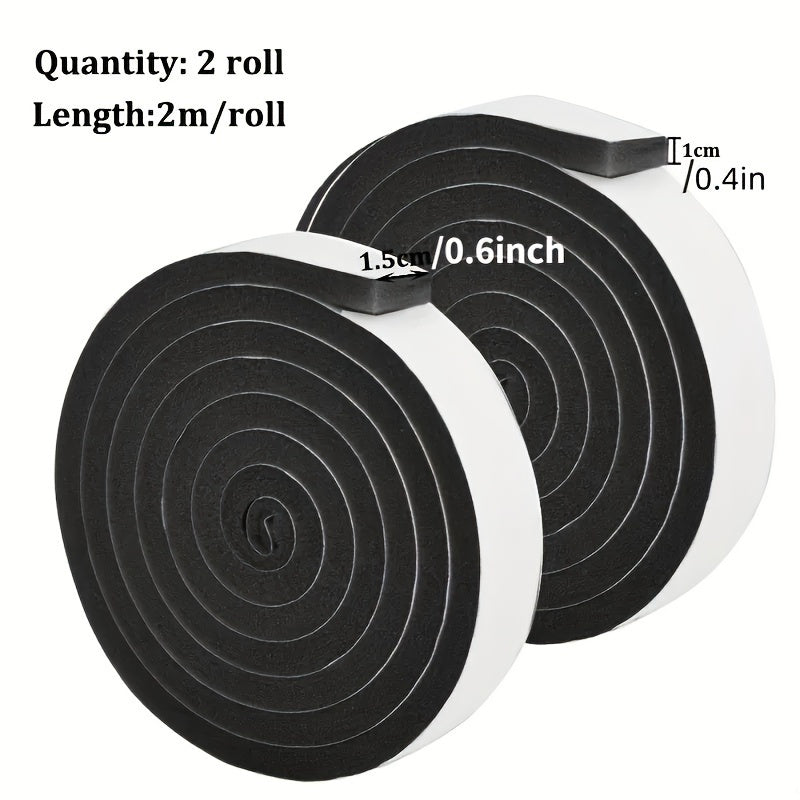 2 PCS Set Polyurethane Foam Draft Stopper Self-Adhesive Weather Stripping, Soundproof Door Gap Seal, Dust and Windproof Window Seal Strip for Plastic and Steel Sliding Windows