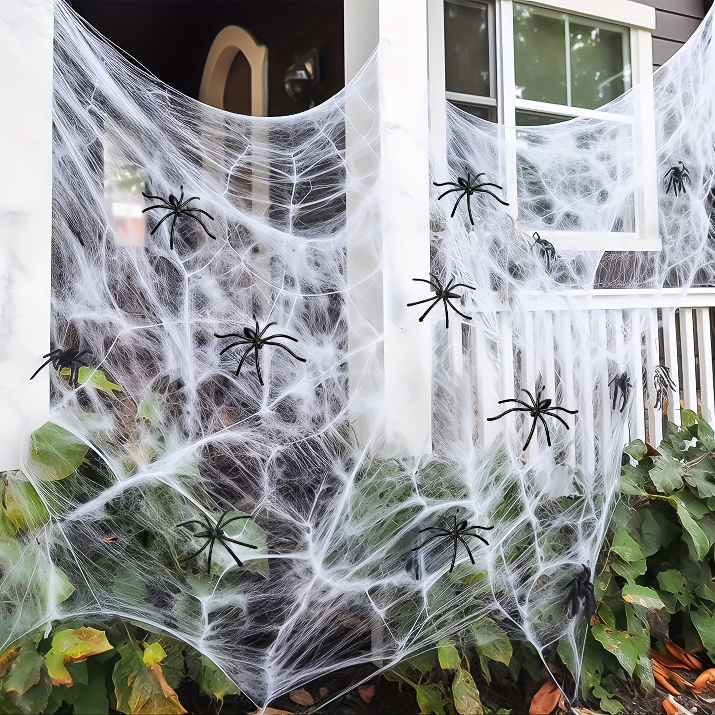 200 Sqft Spider Webs Halloween Decorations with 10 Fake Spiders - Super Stretch Cobwebs, Durable Fabric Indoor/Outdoor Party Supplies for Halloween, Day of the Dead