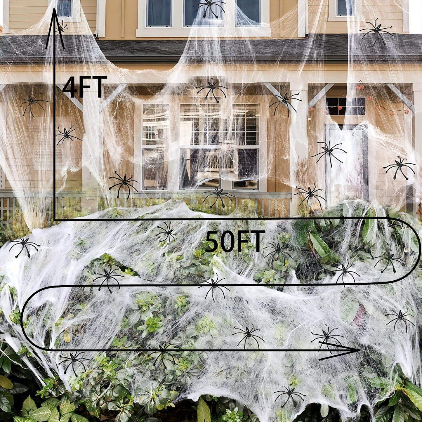 200 Sqft Spider Webs Halloween Decorations with 10 Fake Spiders - Super Stretch Cobwebs, Durable Fabric Indoor/Outdoor Party Supplies for Halloween, Day of the Dead