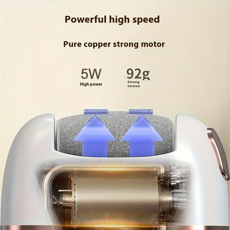 + 7 Spare Grinding Heads Set Rechargeable Electric Foot File, Designed for Removing And Polishing Thick Skin, Convenient And Portable for Achieving Smooth Feet, Ideal for Both for home And Travel