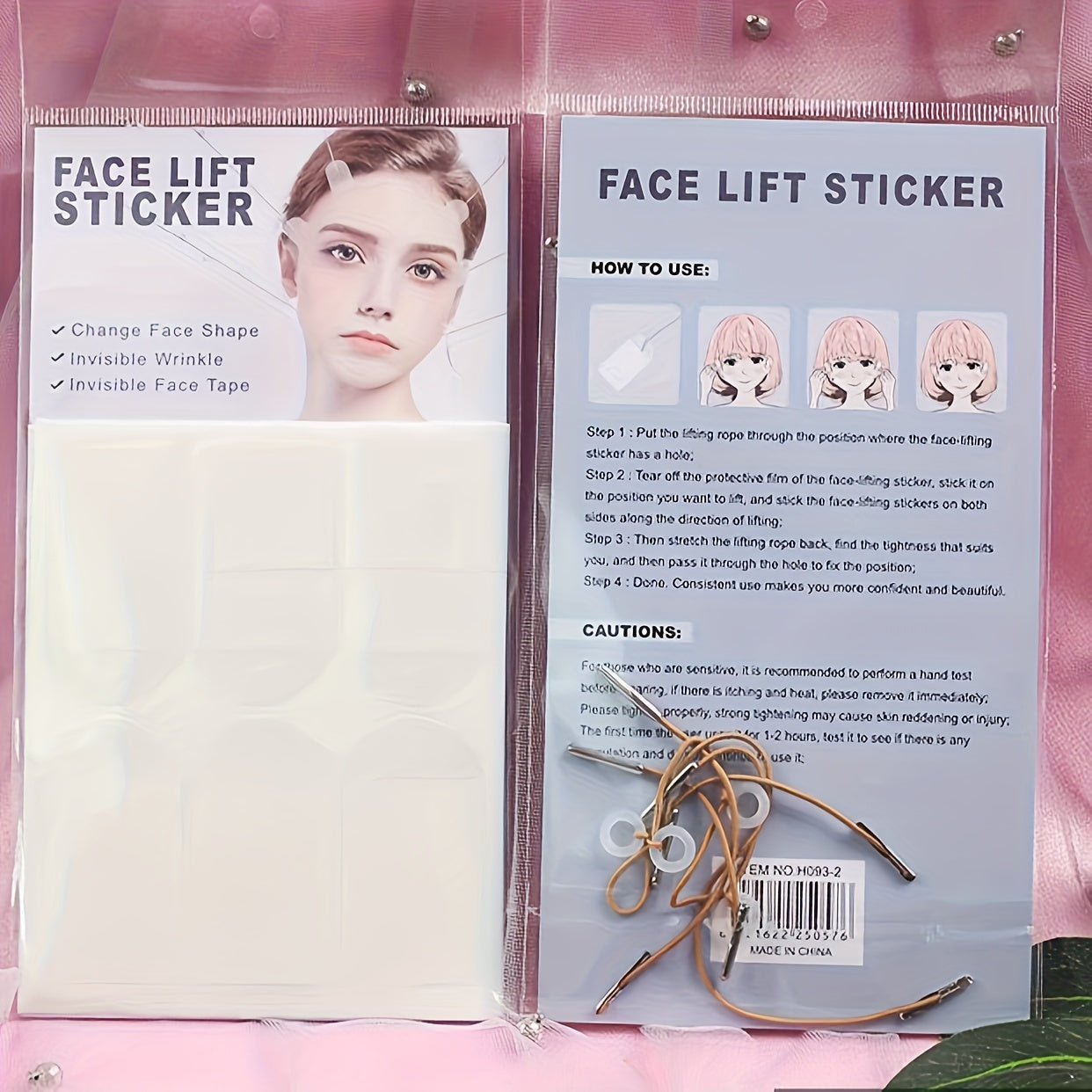 18 PCS A Set of Facial Tape And Bandages, Featuring Invisible Facial Tape, Along with 4 Adjustable Straps, Suitable for The Neck, Jawline, And Double Chin Area, Reusable And Unscented.