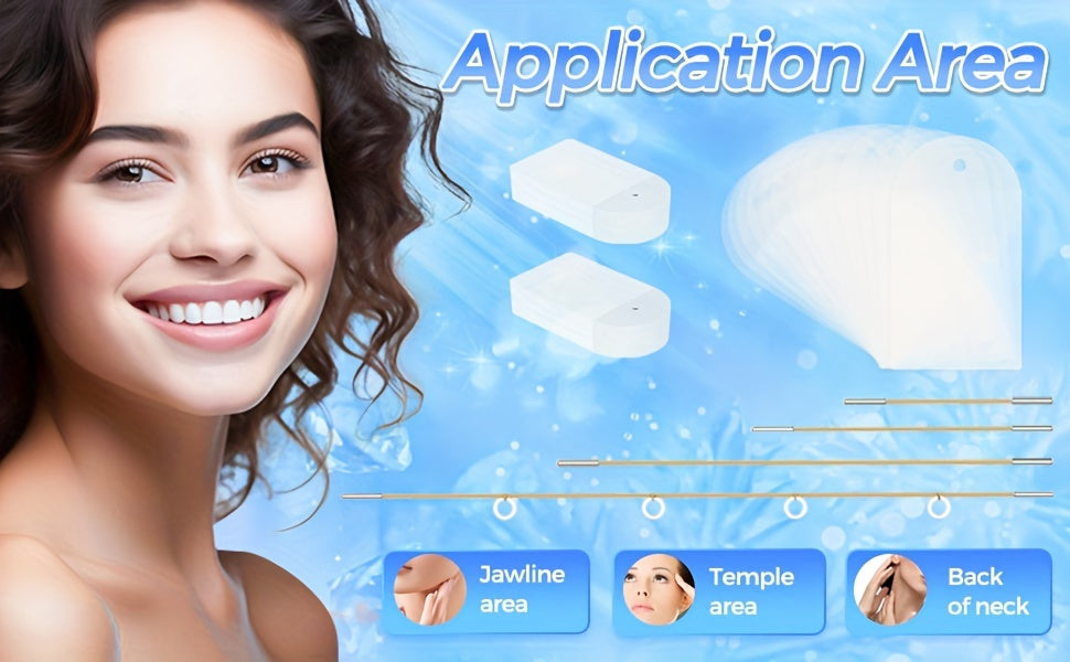 18 PCS A Set of Facial Tape And Bandages, Featuring Invisible Facial Tape, Along with 4 Adjustable Straps, Suitable for The Neck, Jawline, And Double Chin Area, Reusable And Unscented.