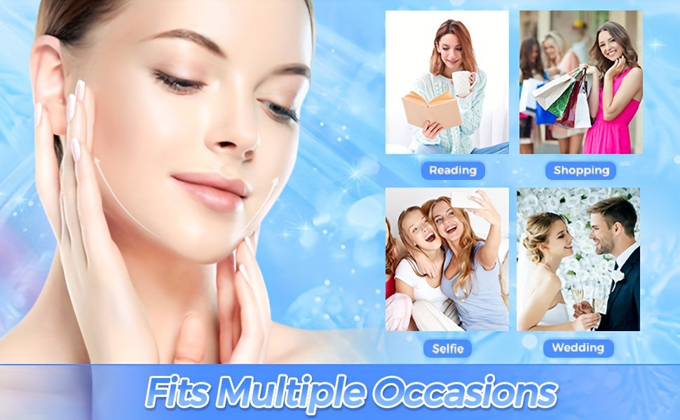 18 PCS A Set of Facial Tape And Bandages, Featuring Invisible Facial Tape, Along with 4 Adjustable Straps, Suitable for The Neck, Jawline, And Double Chin Area, Reusable And Unscented.