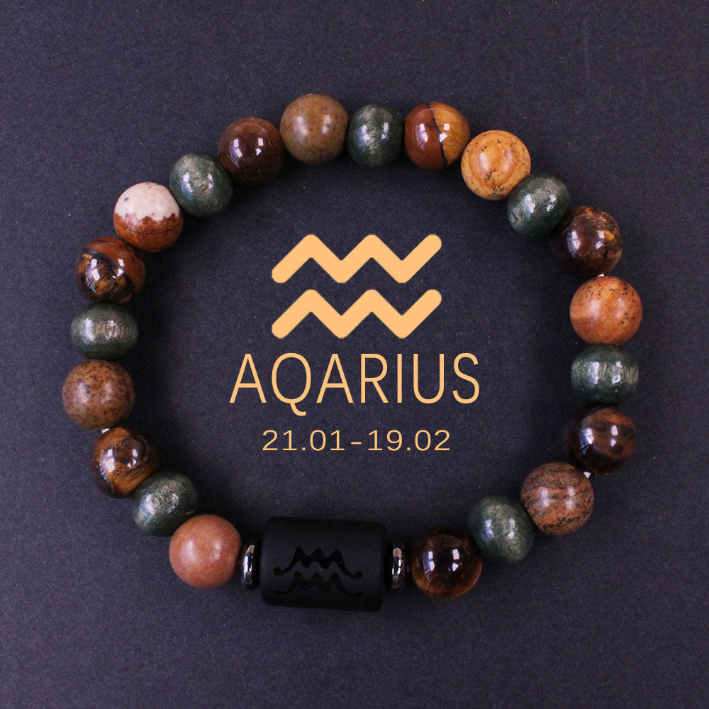 Handmade Natural Stone Zodiac Bracelet, Vintage Simple Style Beaded Bangle for Daily and Gift Giving Occasions, Unisex Birthstone Bracelet for April, Adjustable - No Plating, Natural Creation, Animal Theme (Pack of 1)