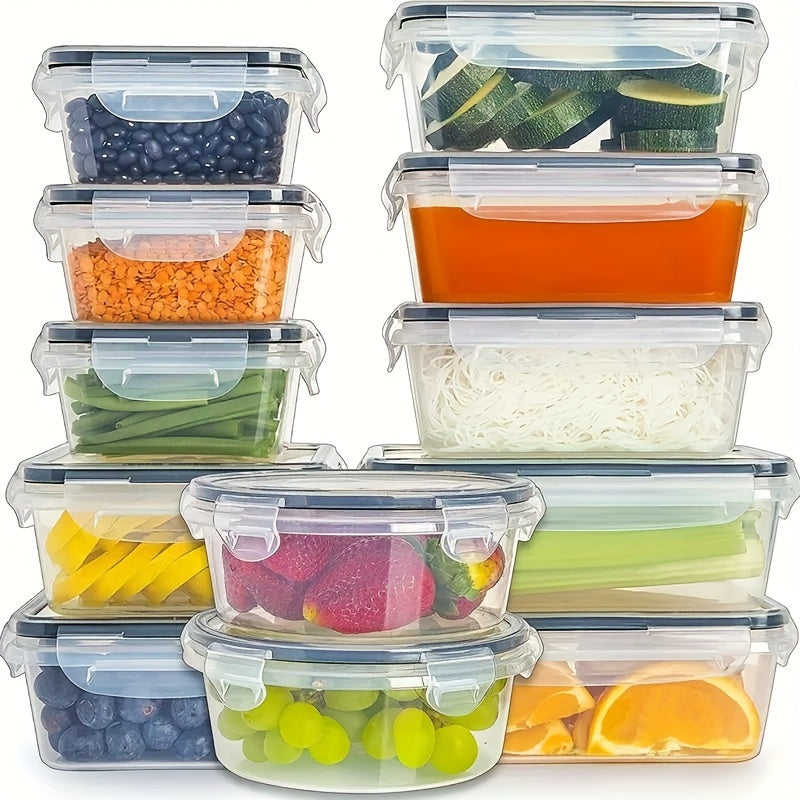 12 PCS Set Container Set, Food Storage Containers With Lids, Easy Snap Lock And Plastic Container Set, For Picnic, Camping, Office And School, Kitchen Supplies