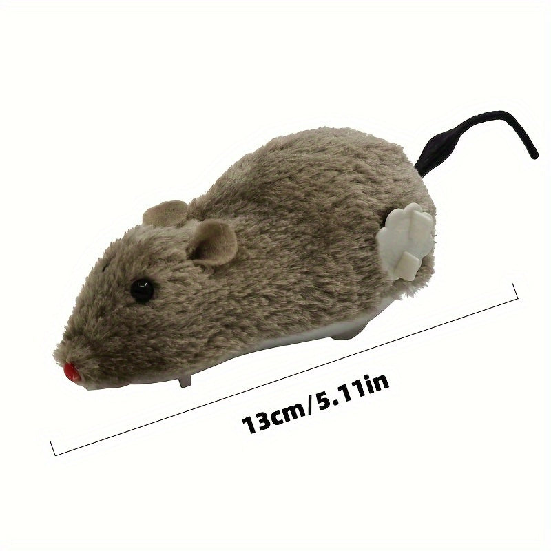 4-Pack Set Plush Wind-Up Mechanical Mice Toy Set, Clockwork Fake Mouse Prank Moving Animal Play Toys for Cats and Dogs, Suitable for All Breeds, No Battery Required
