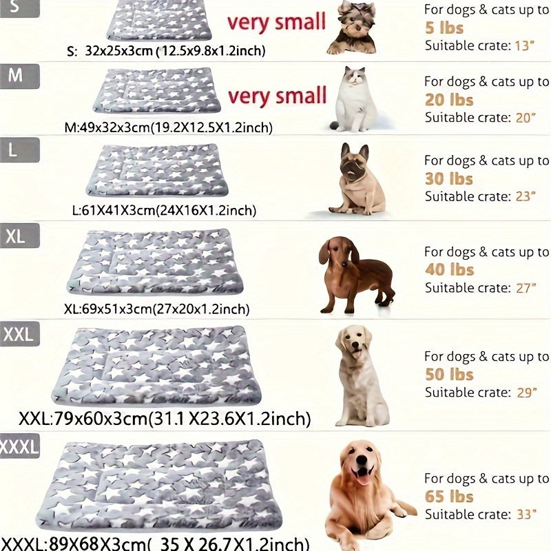 Ultra-Soft & Extra-Thick Plush Pet Mat - Star-Patterned Flannel Cushion for Cats & Dogs, Non-Slip Bottom, Cozy Warmth, Machine Washable, Indoor Comfort for All Breeds, Anti-Slip Pet Accessory | Plush Pet Cushion | Durable Po