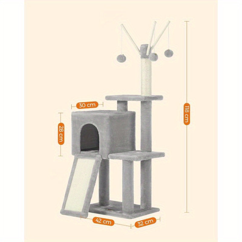 Cat Tree Tower,  for Indoor Cats, Kittens Tall Cat Tree Large Climbing Tower Kitten Scratching Post Condo Activity Centre Pets Toys