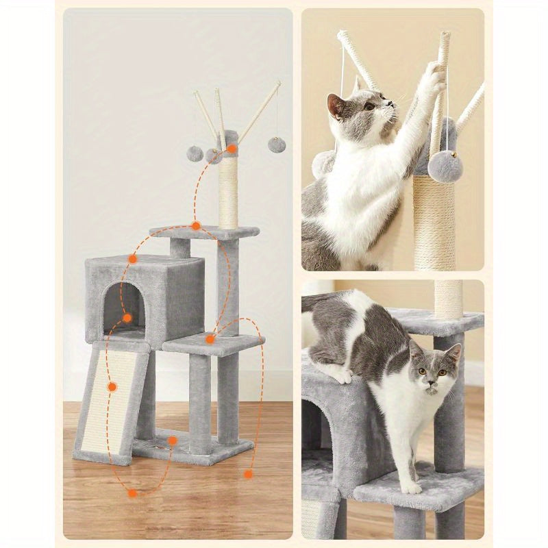 Cat Tree Tower,  for Indoor Cats, Kittens Tall Cat Tree Large Climbing Tower Kitten Scratching Post Condo Activity Centre Pets Toys