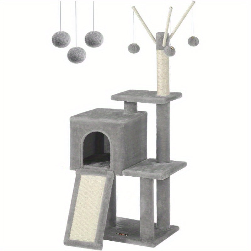 Cat Tree Tower,  for Indoor Cats, Kittens Tall Cat Tree Large Climbing Tower Kitten Scratching Post Condo Activity Centre Pets Toys