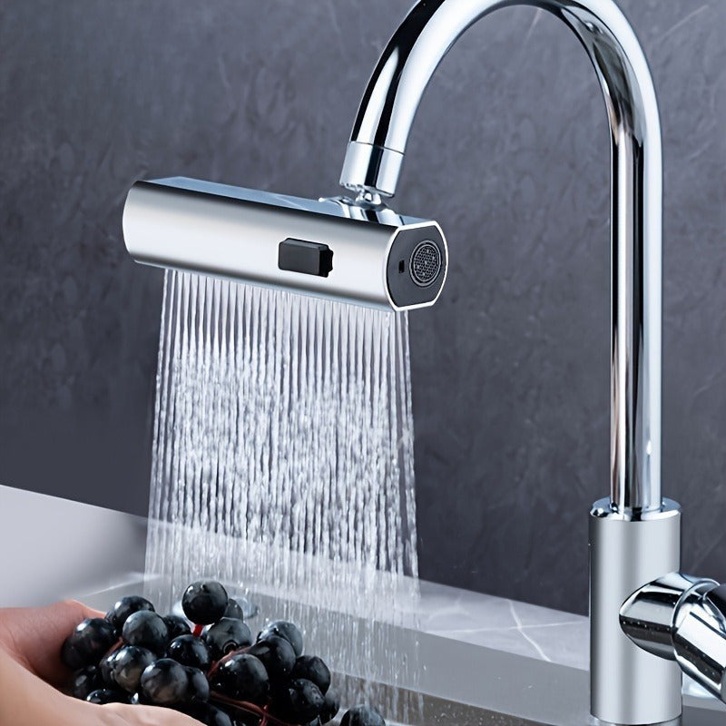 Modern Kitchen Faucet with 3-in-1 360° Rotating Waterfall, Water-Saving Aerator, 3 Flow Modes | Polished Finish, Pressure Boosting Extension, Splash-Proof Nozzle, RV Kitchen Faucet, Kitchen Sink Faucet