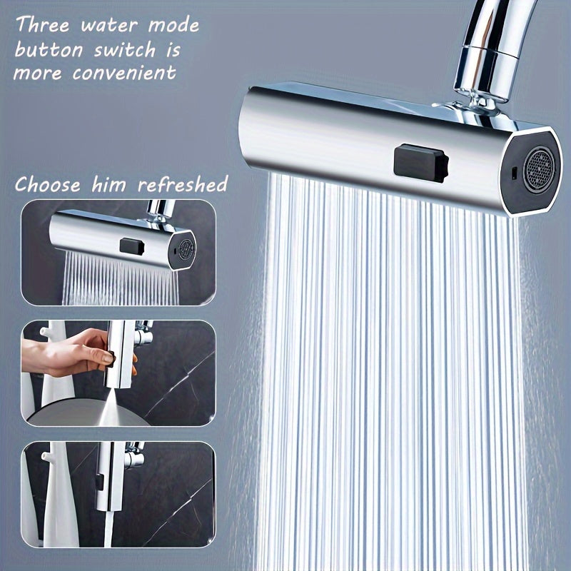 Modern Kitchen Faucet with 3-in-1 360° Rotating Waterfall, Water-Saving Aerator, 3 Flow Modes | Polished Finish, Pressure Boosting Extension, Splash-Proof Nozzle, RV Kitchen Faucet, Kitchen Sink Faucet