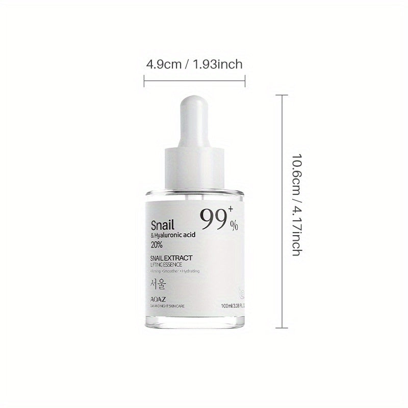 100ml 3.38Oz/ 99% Snail Mucin Hydrating Serum for Facial Care, Enriched with Collagen, Hyaluronic Acid, And Vitamin E, Provides Deep Moisture And Firms The Skin Using Plant Squalane
