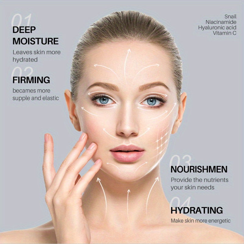 100ml 3.38Oz/ 99% Snail Mucin Hydrating Serum for Facial Care, Enriched with Collagen, Hyaluronic Acid, And Vitamin E, Provides Deep Moisture And Firms The Skin Using Plant Squalane