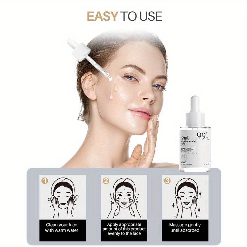 100ml 3.38Oz/ 99% Snail Mucin Hydrating Serum for Facial Care, Enriched with Collagen, Hyaluronic Acid, And Vitamin E, Provides Deep Moisture And Firms The Skin Using Plant Squalane