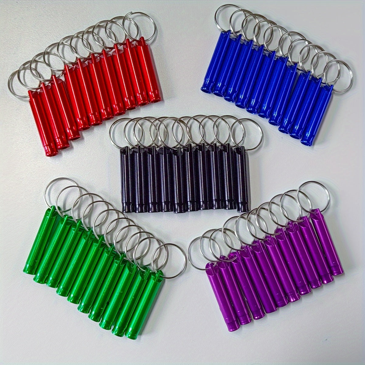 50 PCS Set Aluminum Alloy Emergency Survival Whistles with Keychains - Multicolor Loud Whistles for Camping, Hiking, Sports, Dog Training, and Outdoor Activities - Durable